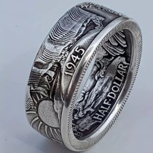 Half Dollar Silver Tone Ring
